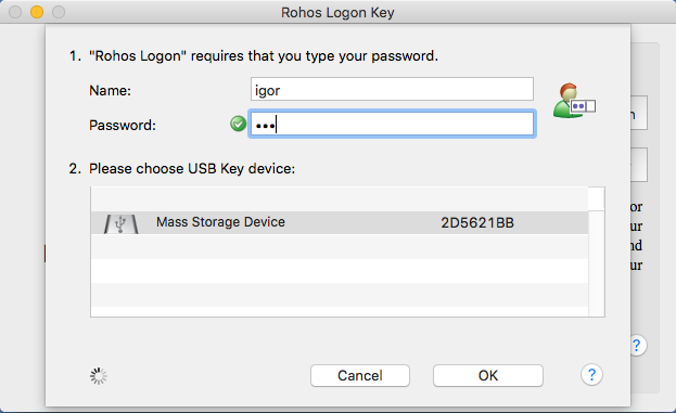 Rohos Logon Key for Mac screenshot