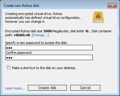 Rohos Disk Encryption screenshot